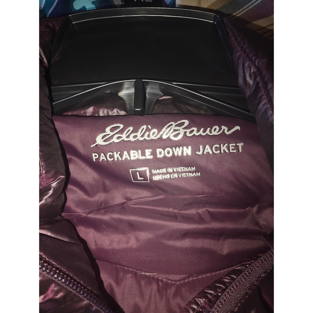 Eddie Bauer Womens Packable Down Jacket 650 Fill Puffer Plum Purple Large - Picture 7 of 7